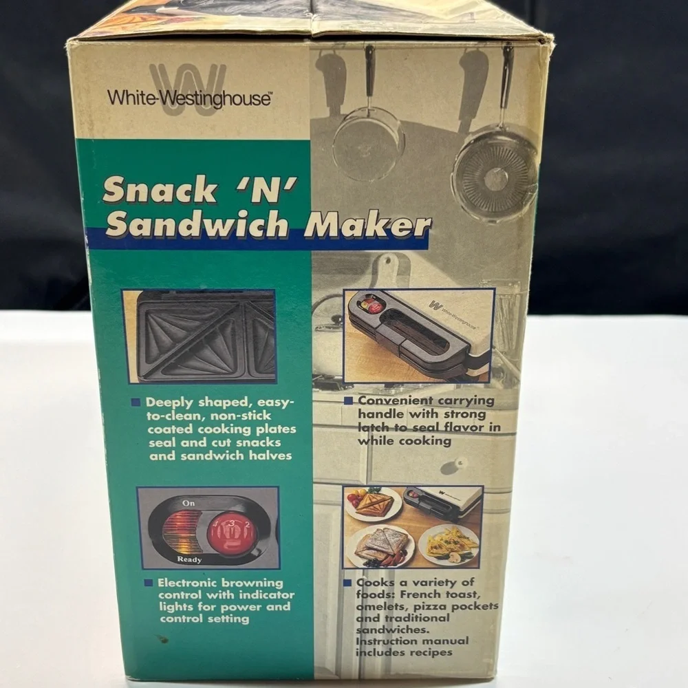 Westinghouse Snack N Sandwich Maker Non Stick Coated Seals Cuts new